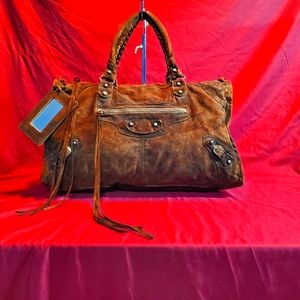 Balenciaga moto city brown suede